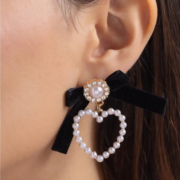 BOW and Then - Black Post Earring